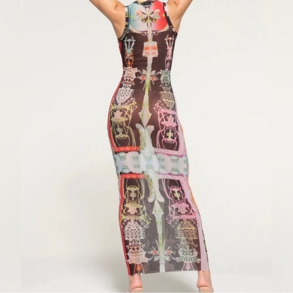 SKIMS Summer Mesh High Neck Long Dress  Orchid Cabinet - Picture 3 of 6